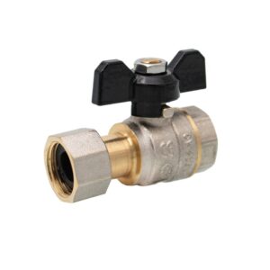 Ermetiq Mosadzný guľový ventil 1/2" FF so šróbením, motýľ (ERMETIQ) – Obrázok 1