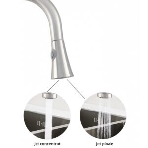 Ermetiq Drezová batéria oblúková INOX 2-funkciová s vyťahovateľnou sprchou – Obrázok 4